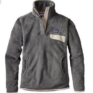 Patagonia Gray Fleece Pullover with Cream Accent - Women Size XXS